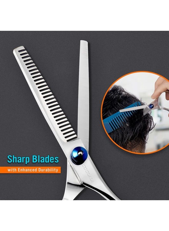 COOLALA Stainless Steel Hair Cutting Scissors Thinning Shears 6.5 Inch Professional Salon Barber Haircut Scissors Family Use for Man Woman Adults Kids - Image 4