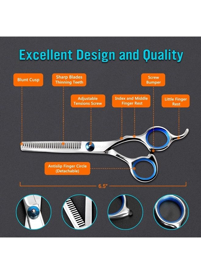 COOLALA Stainless Steel Hair Cutting Scissors Thinning Shears 6.5 Inch Professional Salon Barber Haircut Scissors Family Use for Man Woman Adults Kids - Image 3