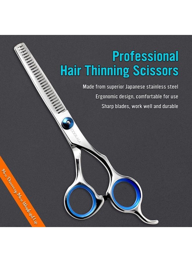 COOLALA Stainless Steel Hair Cutting Scissors Thinning Shears 6.5 Inch Professional Salon Barber Haircut Scissors Family Use for Man Woman Adults Kids - Image 2