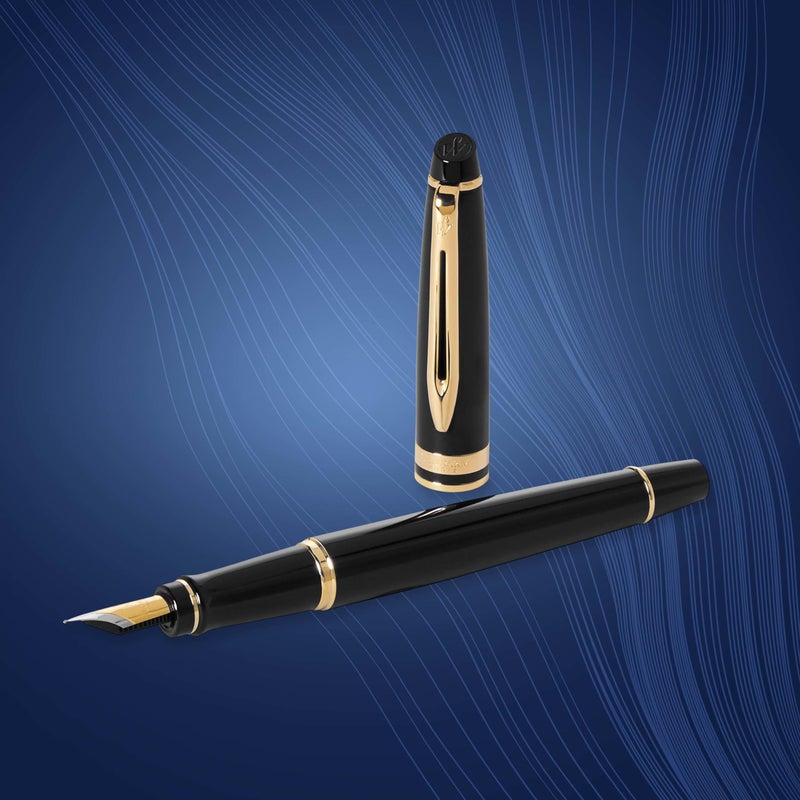 Waterman Expert Fountain Pen Gloss Black with 23k Gold Trim Fine Nib Gift Box - Image 5