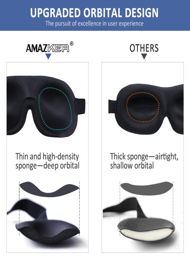 AMAZKER Sleep Mask Invisible Alar Deep Orbit 3D Eye Mask Ultra Lightweight & Comfortable Sleeping Mask for Travel, Nap, Shift Works XL Black - Image 4