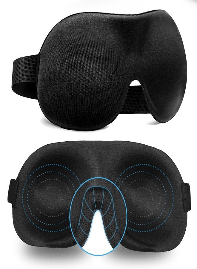 AMAZKER Sleep Mask Invisible Alar Deep Orbit 3D Eye Mask Ultra Lightweight & Comfortable Sleeping Mask for Travel, Nap, Shift Works XL Black - Image 1