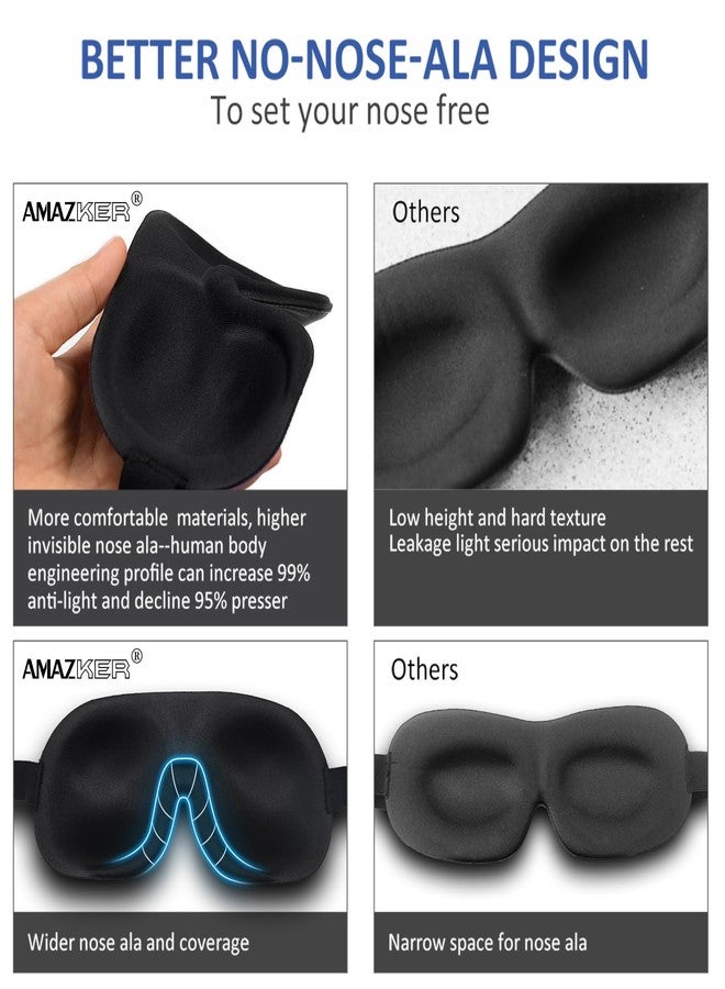 AMAZKER Sleep Mask Invisible Alar Deep Orbit 3D Eye Mask Ultra Lightweight & Comfortable Sleeping Mask for Travel, Nap, Shift Works XL Black - Image 2