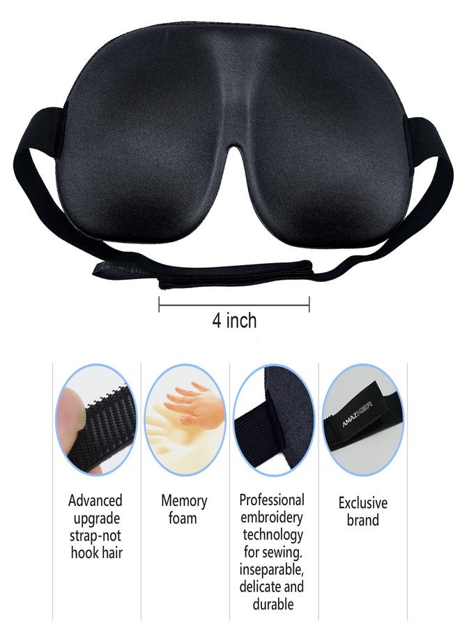 AMAZKER Sleep Mask Invisible Alar Deep Orbit 3D Eye Mask Ultra Lightweight & Comfortable Sleeping Mask for Travel, Nap, Shift Works XL Black - Image 5