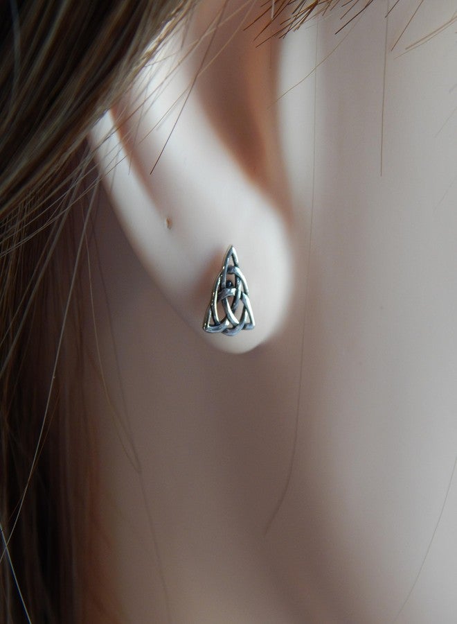 آيسروز أقراط مرصعة من الفضة الإسترليني عيار 925 من آيسيروز، مقاس 9 مم، بتصميم مثلث لانهائي وعقدة سلتيك (خالية من النيكل) 31607 - Image 5