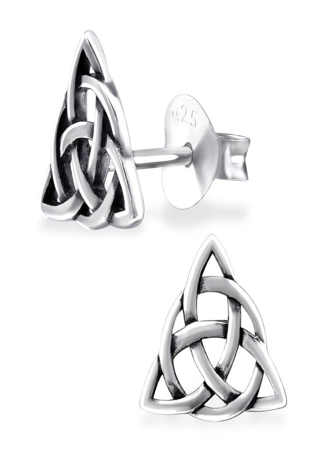 آيسروز أقراط مرصعة من الفضة الإسترليني عيار 925 من آيسيروز، مقاس 9 مم، بتصميم مثلث لانهائي وعقدة سلتيك (خالية من النيكل) 31607 - Image 1