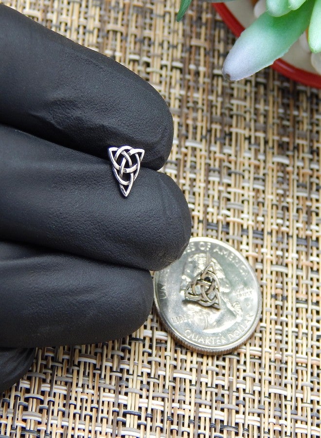 آيسروز أقراط مرصعة من الفضة الإسترليني عيار 925 من آيسيروز، مقاس 9 مم، بتصميم مثلث لانهائي وعقدة سلتيك (خالية من النيكل) 31607 - Image 2