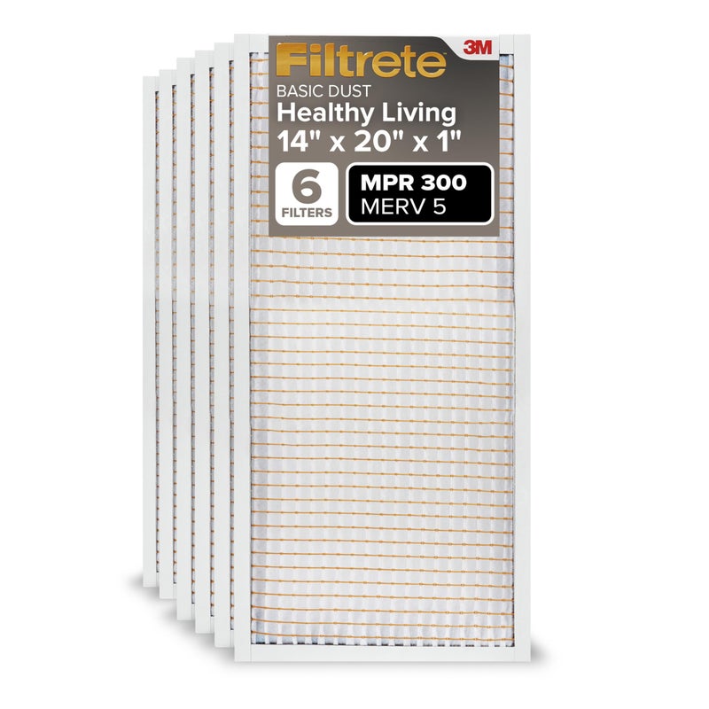 Filtrete 14x20x1 AC Furnace Air Filter MERV 5 MPR 300 Capture Unwanted Particles 3Month Pleated 1Inch Electrostatic Air Cleaning Filter 6Pack Actual Size 1381x1981x081 in