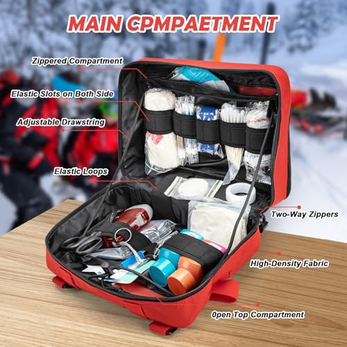 Jueachy First Aid Pouch Molle Tactical Medical Pouch IFAK Pouch EMT Large Capacity Include Flag Cross Patch Red - Image 3