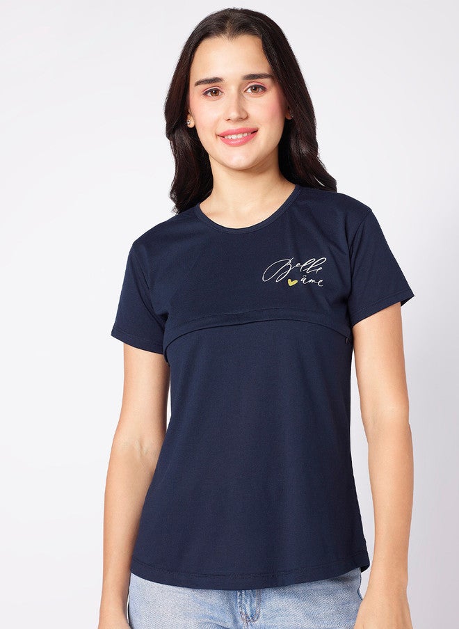 beebelle Navy Blue Maternity & Feeding Top - Image 1