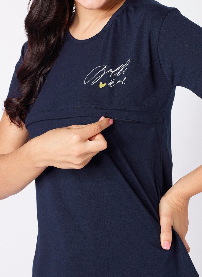 beebelle Navy Blue Maternity & Feeding Top - Image 2