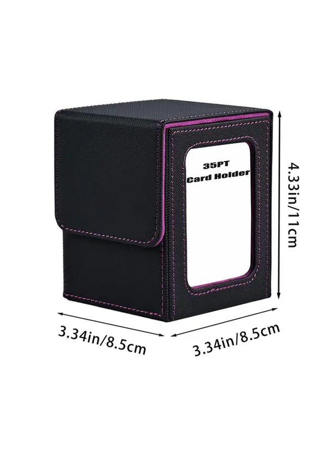MTG Trading Card Storage Box With Display Window Black Purple Faux Leather Holds Over 120 Single Sets For TCG Game Magic Sports Cards - Image 2