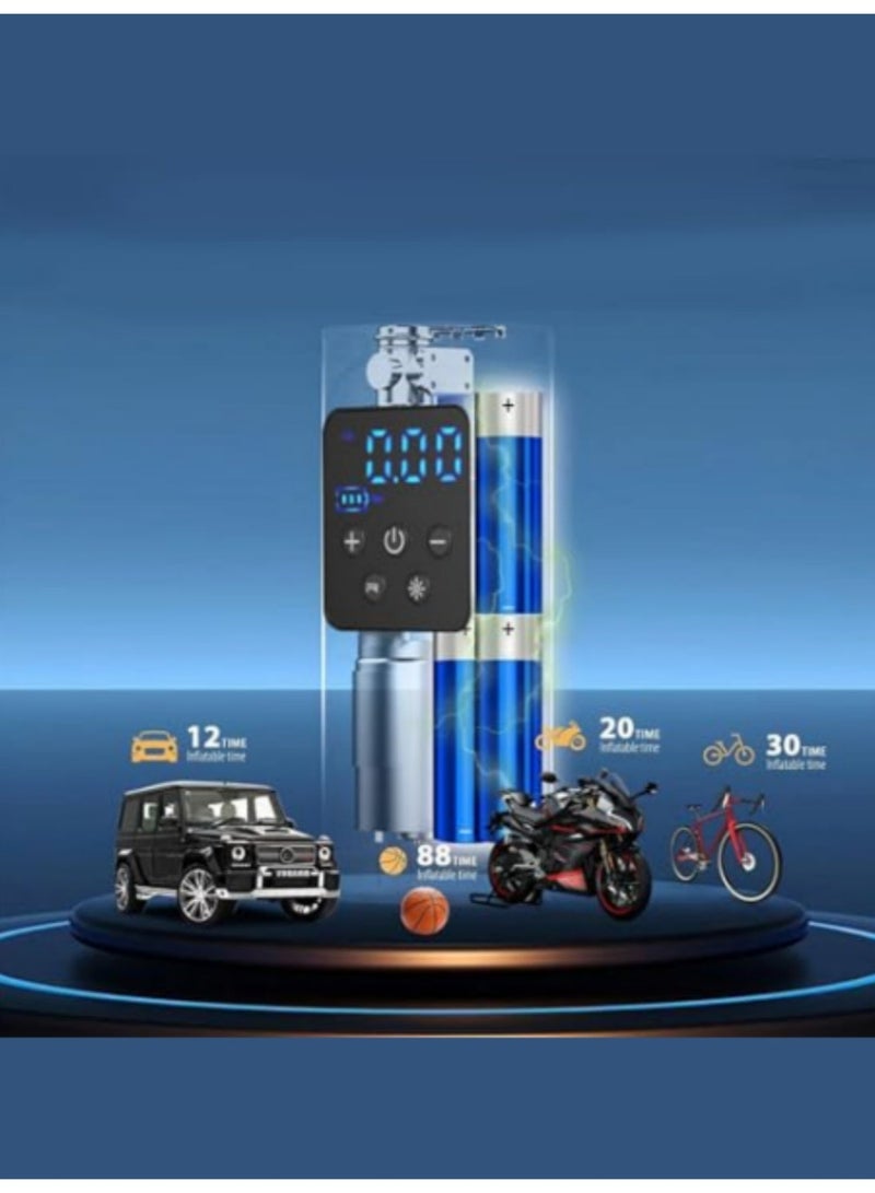 BS Air compressor tire inflator (4 nozzles) | 6000mAh battery | Car tire inflator | Digital tire inflator | Portable wireless bicycle air pump | With dual digital display | 150 PSI car tire inflator with LED indicator | Suitable for cars, motorcycles, bicycles, balls, air mattresses, pool floats, and vacuum bags. - Image 5