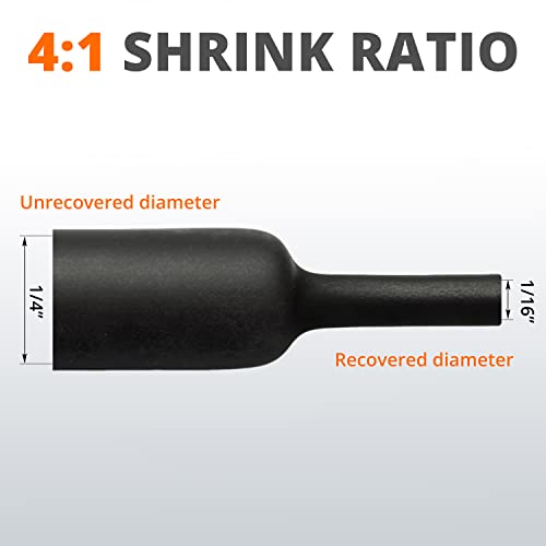 Wirefy 1/4" Heat Shrink Tubing - 4:1 Ratio - Adhesive Lined - Marine Grade Heat Shrink - 50 Feet Roll - Black - Image 2