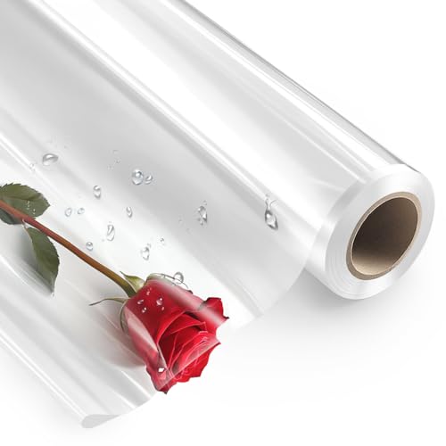 PH PERKHOMY PerkHomy Clear Cellophane Wrap Roll 16 x 100 3 Mil Thick Cellophane For Gift Basket Treats Goodie Wrapping Craft Flower Bouquet Plastic Clear 100ft 16in Width - Image 2
