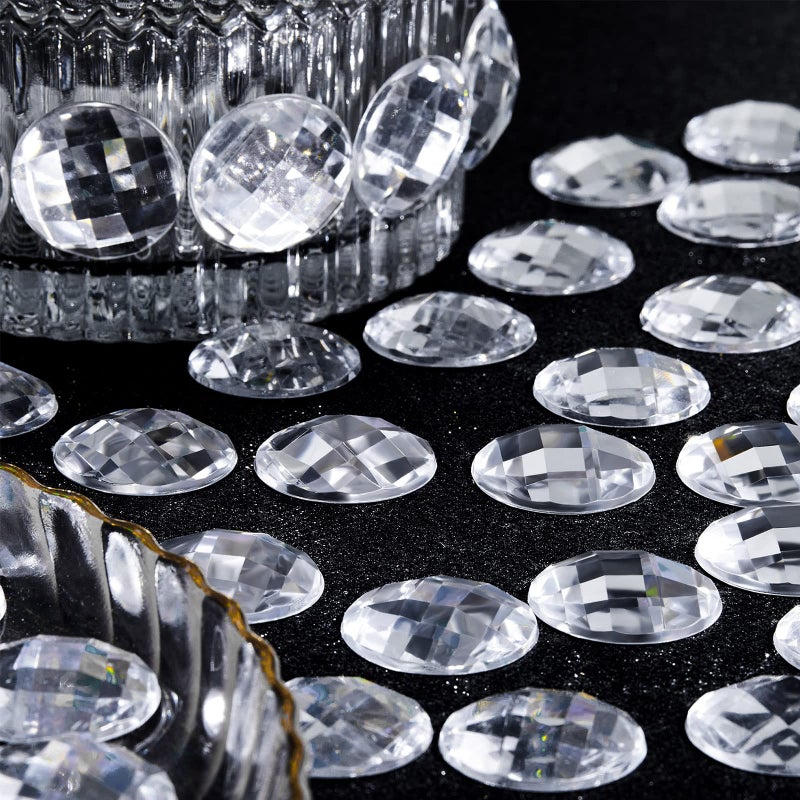 Waydress 72 Pieces 25mm (0.98inch) Flat Back Round Acrylic Rhinestone Large Rhinestone Plastic Circle Gems Ornamental Craft Crystals Bling Sticker for Crafts Costume Making Cosplay Jewels - Image 4