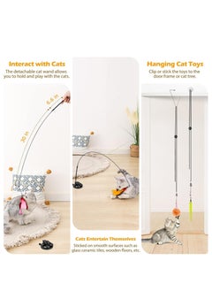 MissTiara Cats Toys Interactive for Indoor Cats Adult Kitten Toys, with Sticky Super Suction Cup Detachable 10 Pcs Cat Feather Toy 2 Wand Hanging Door Kitten Toys Feather colors assorted  - Image 2