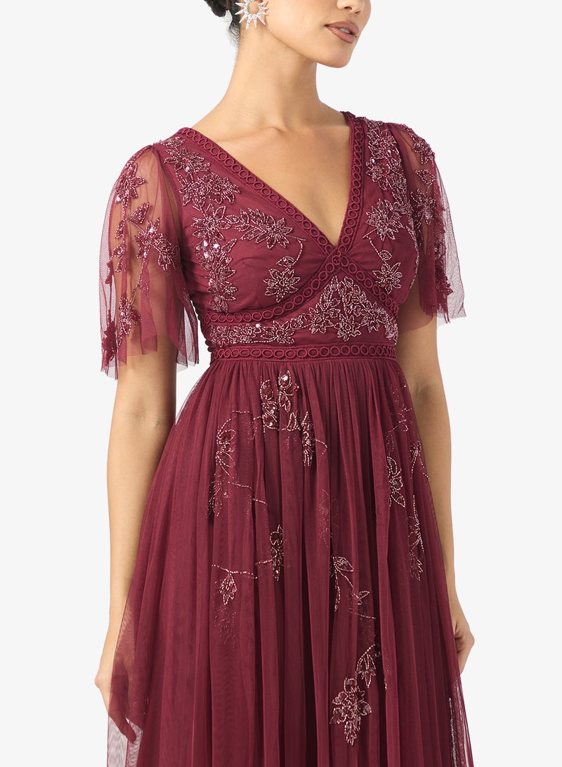 Maya Embellished Mesh Detail Midi Dress - Image 3