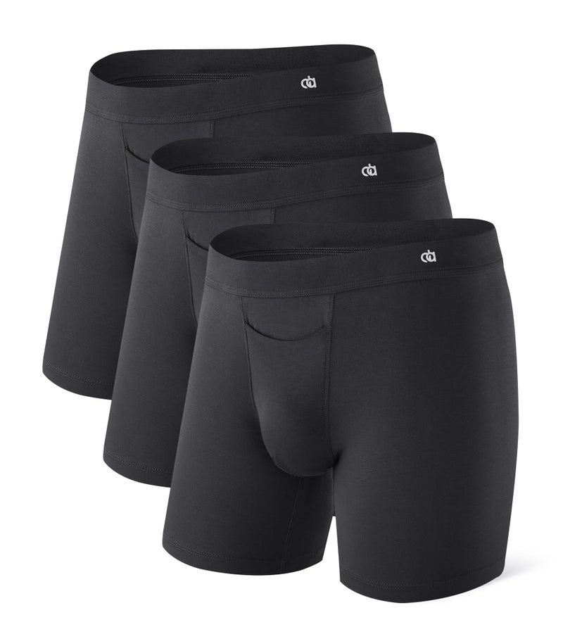 DAVID ARCHY Menâ€™s Boxer Briefs with Covered Waistband & Fly, Breathable Underwear, Moisture-Wicking, 3-Pack(M, Black*3) - Image 1