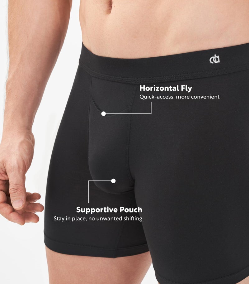 DAVID ARCHY Menâ€™s Boxer Briefs with Covered Waistband & Fly, Breathable Underwear, Moisture-Wicking, 3-Pack(M, Black*3) - Image 4