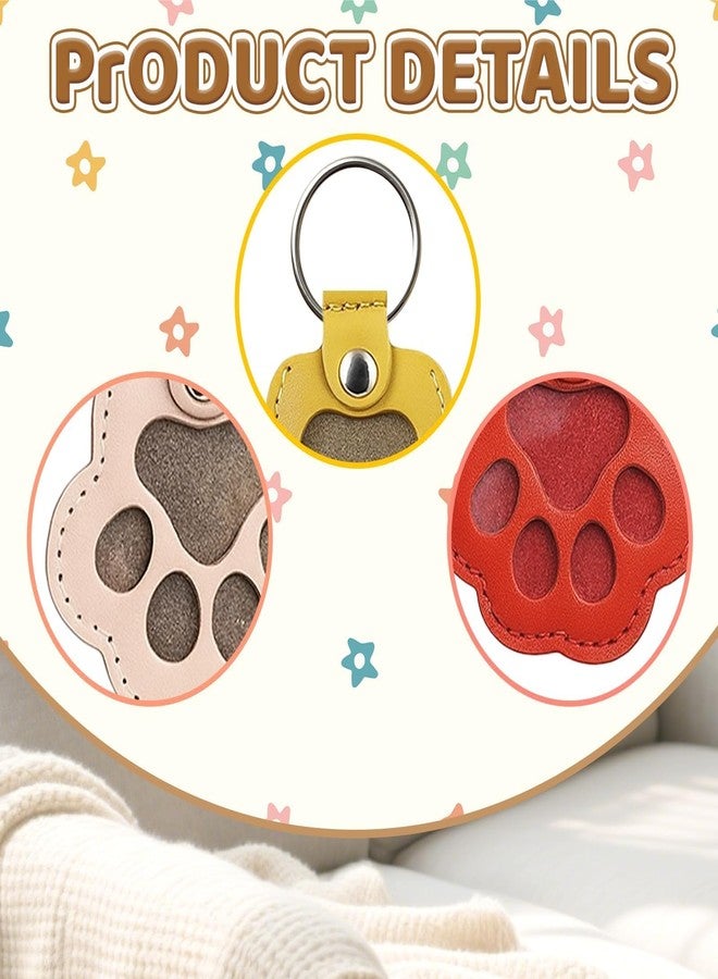 CZFSWT 6 Pcs Dog Hair Keychains, Pet Paw Shaped Leather Keychain for Collecting Dog Hair, Dogs Keychains Memorial Gift for Pet Lovers,Keychain (Light Brown, Black, White, Beige, Burgundy, Gray) - Image 3