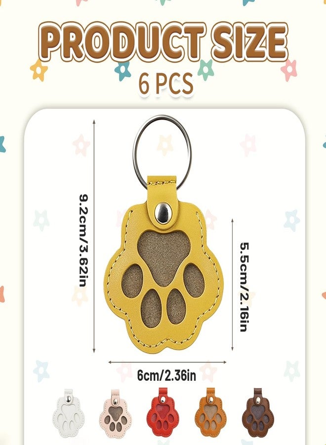 CZFSWT 6 Pcs Dog Hair Keychains, Pet Paw Shaped Leather Keychain for Collecting Dog Hair, Dogs Keychains Memorial Gift for Pet Lovers,Keychain (Light Brown, Black, White, Beige, Burgundy, Gray) - Image 2