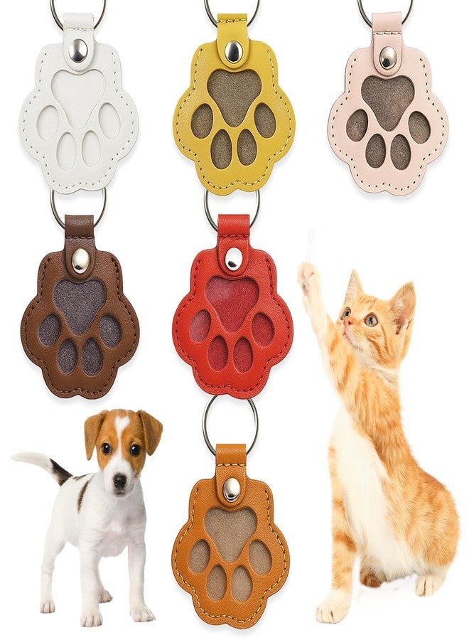 CZFSWT 6 Pcs Dog Hair Keychains, Pet Paw Shaped Leather Keychain for Collecting Dog Hair, Dogs Keychains Memorial Gift for Pet Lovers,Keychain (Light Brown, Black, White, Beige, Burgundy, Gray) - Image 1