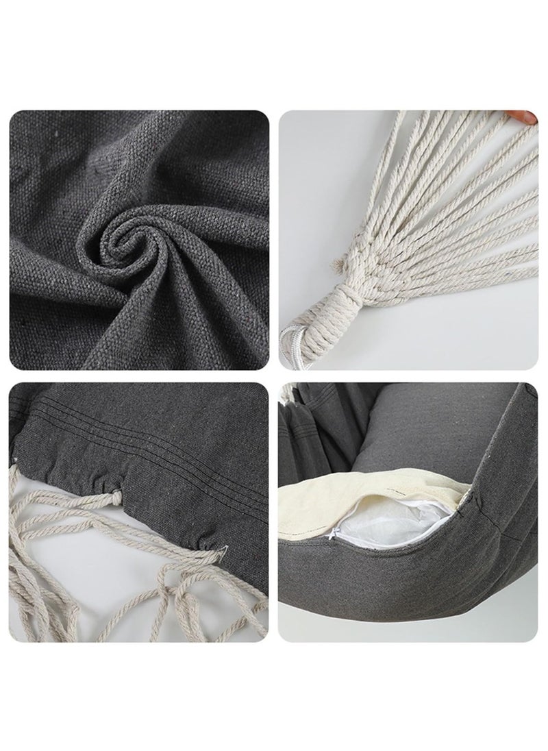YQbest - Hammock Chair Hanging Rope Swing,Large Cotton Weave Swing Seat with Cushion and Pillow,Hanging Chair with Hanging Hardware Kit,Perfect for Outdoor,Garden,Bedroom,Patio,Yard - Image 1