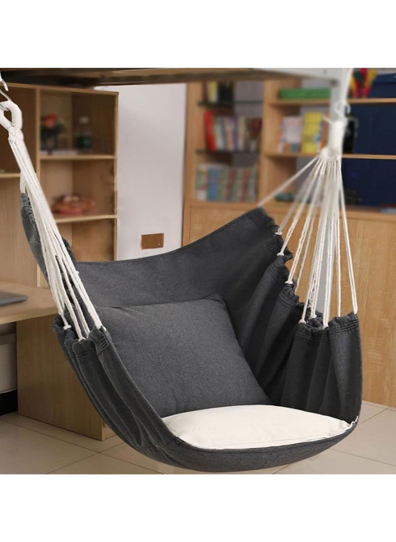 YQbest - Hammock Chair Hanging Rope Swing,Large Cotton Weave Swing Seat with Cushion and Pillow,Hanging Chair with Hanging Hardware Kit,Perfect for Outdoor,Garden,Bedroom,Patio,Yard - Image 1