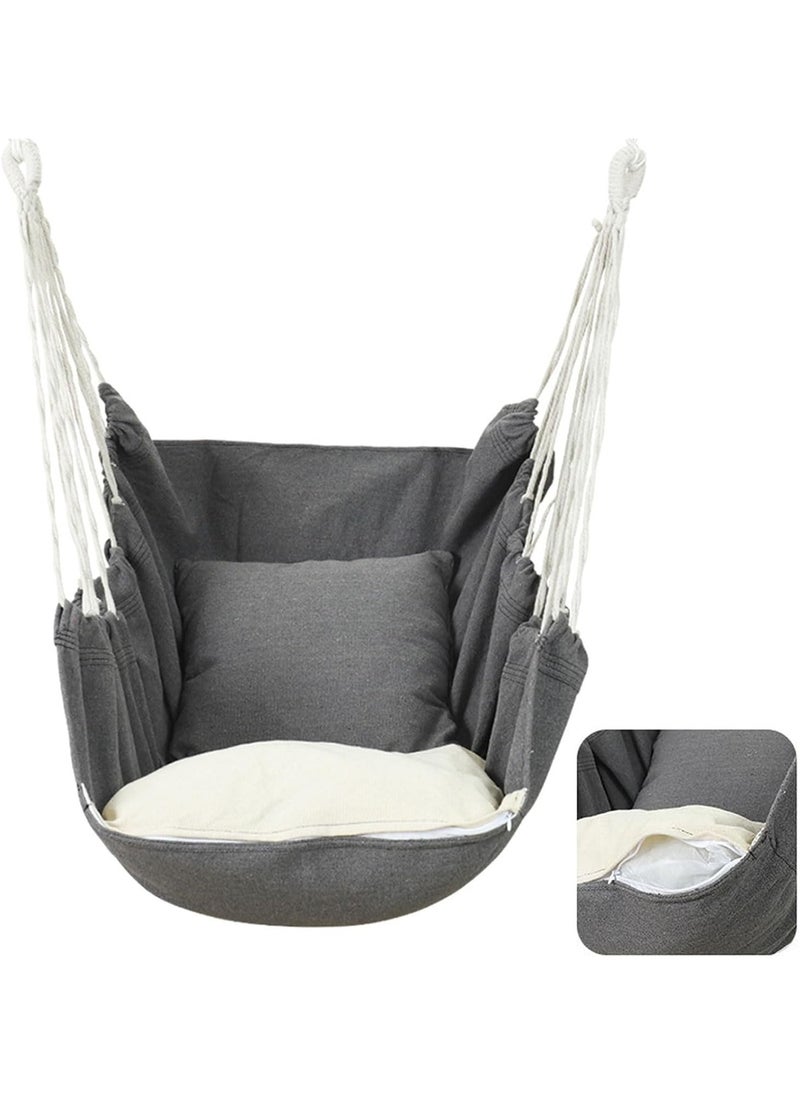 YQbest - Hammock Chair Hanging Rope Swing,Large Cotton Weave Swing Seat with Cushion and Pillow,Hanging Chair with Hanging Hardware Kit,Perfect for Outdoor,Garden,Bedroom,Patio,Yard - Image 1