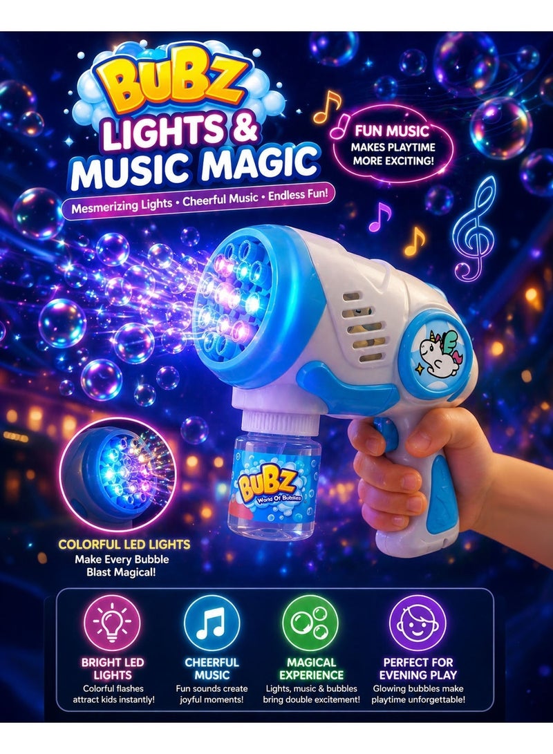 BUBZ Automatic Space Bubble Gun Toy for Kids with Lights & Music, 5-Hole Continuous Bubble Blaster Machine, Electric Bubble Shooter with Bubble Solution, Outdoor Summer Bubble Maker for Birthday Party Fun, Girls Boys Age 3+ - Image 4