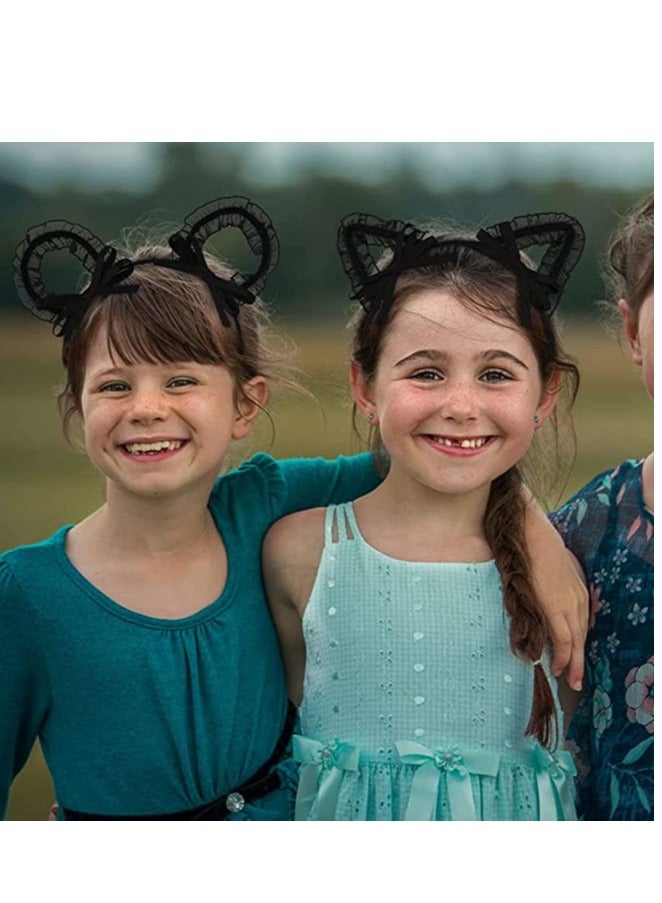 SYOSI Headbands, Sweet Cat Ears Headband, Rabbit Ears Hairbands, Thin Metal Bands with Cloth Wrapped Rubber, Crown Tiara Headpiece for Masquerade Party Birthday Headwear Cosplay (4Pcs)  - Image 2