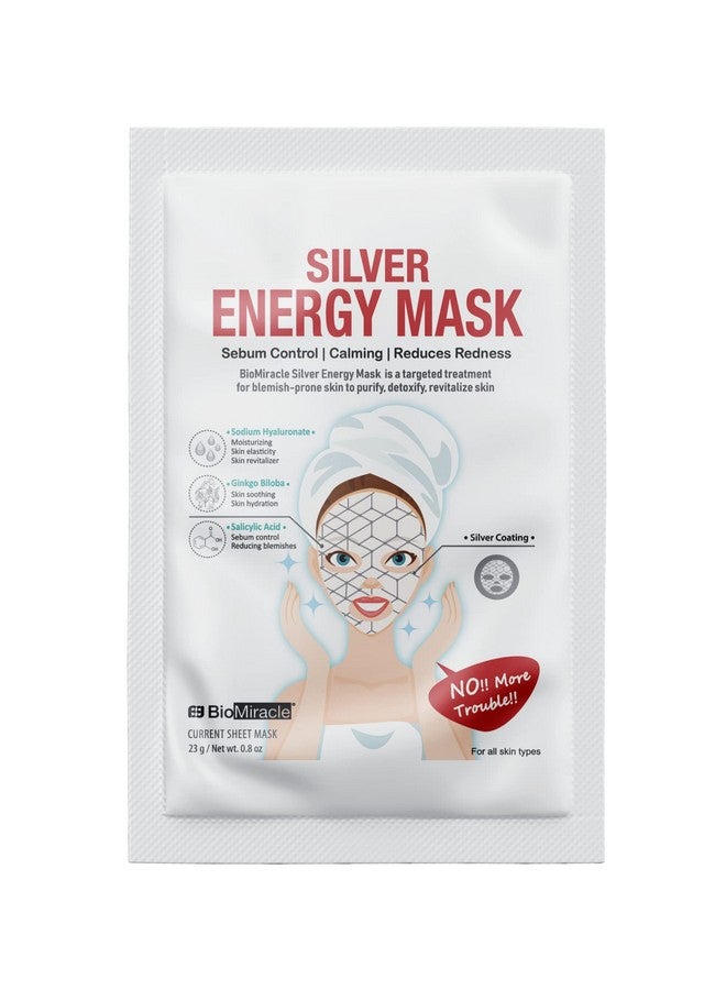 BioMiracle BioMiracle Silver Energy Mask with Sodium Hyaluronate, Ginkgo Biloba, Salicylic Acid for blemish-prone skin to purify, detoxify, revitalize skin  - Image 1