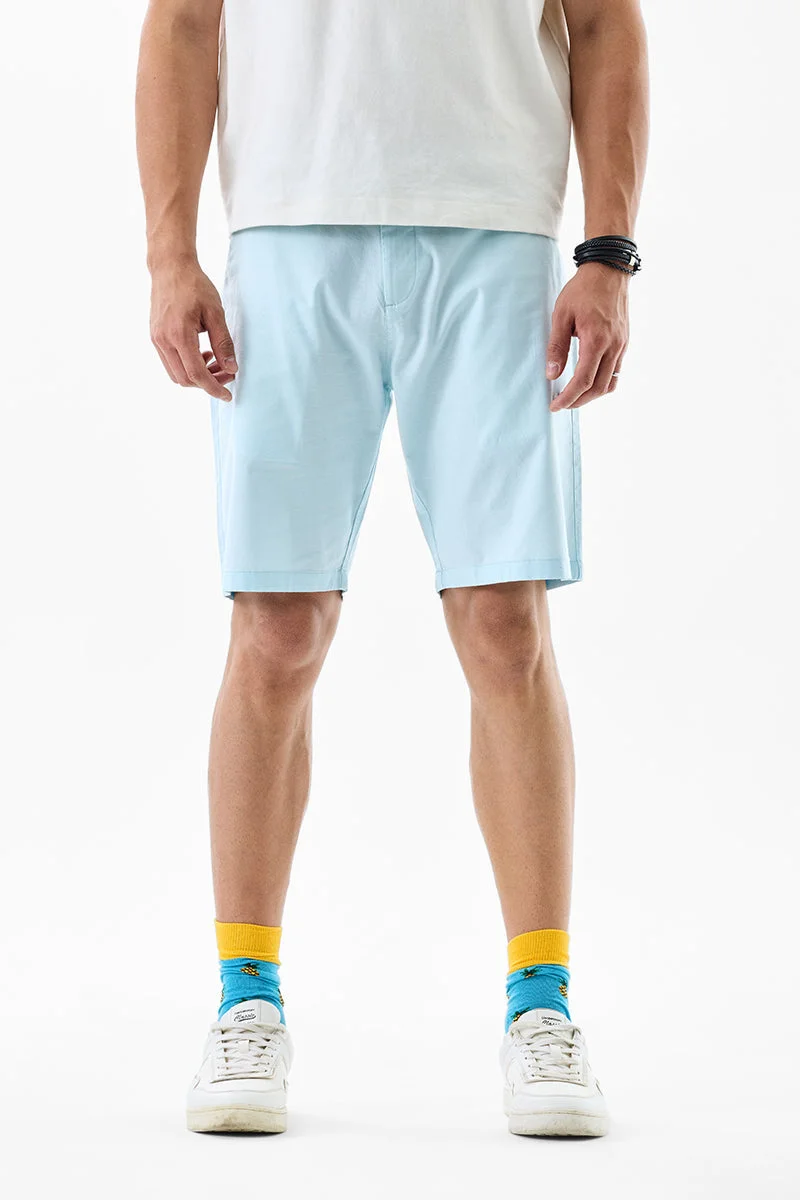سنيتش Light Blue Solid Regular Fit Shorts