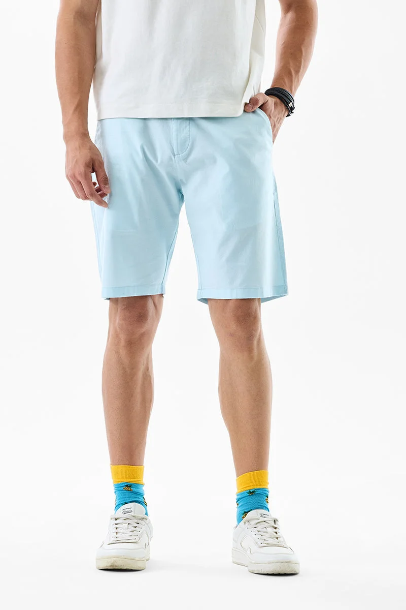 سنيتش Light Blue Solid Regular Fit Shorts