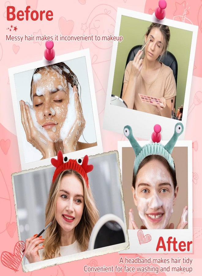 WLLHYF 3 Pack Spa Headband Face Wash Hairband Facial Makeup Head Wraps Cartoon Elastic Head Band Cute Frog Snail Crab Shower Headband Creative Hair Accessories for Beauty Skincare Sports - Image 5