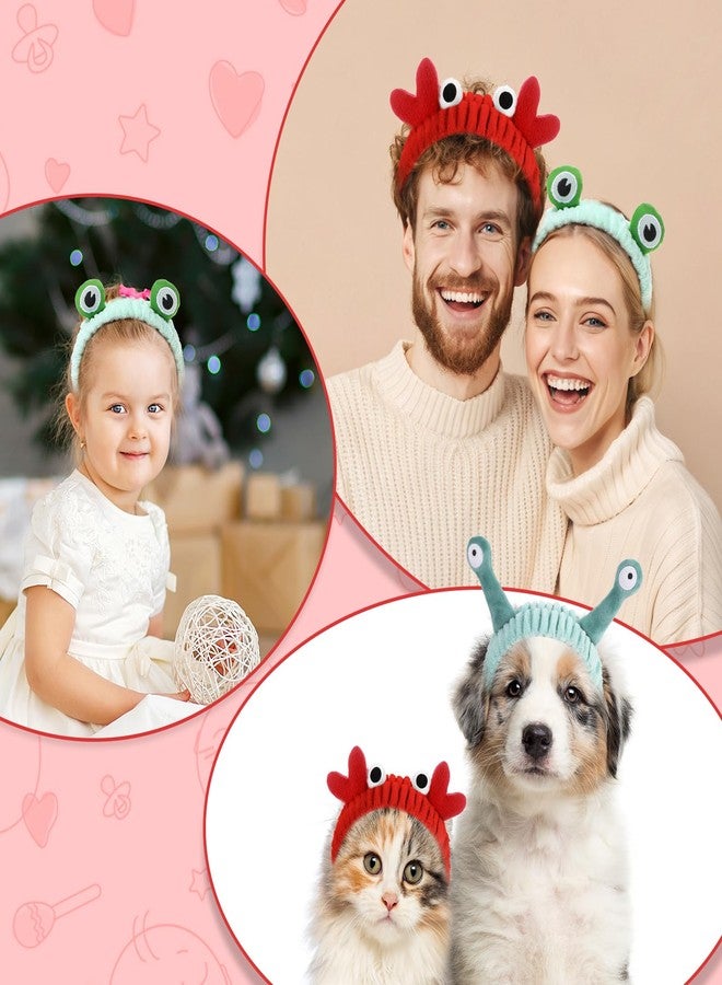 WLLHYF 3 Pack Spa Headband Face Wash Hairband Facial Makeup Head Wraps Cartoon Elastic Head Band Cute Frog Snail Crab Shower Headband Creative Hair Accessories for Beauty Skincare Sports - Image 4