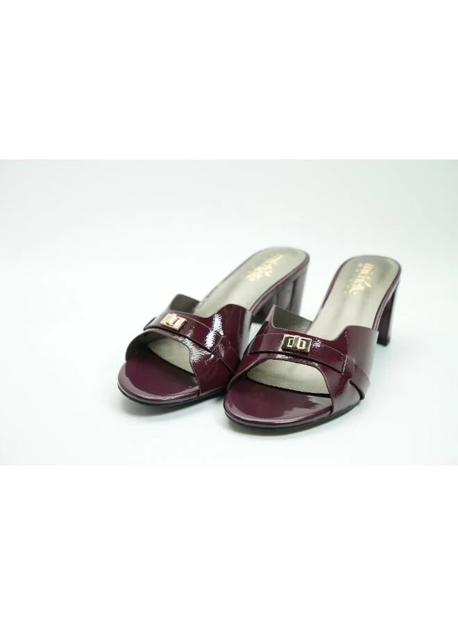 ميشيل مورجان 092-3051 Michelle Morgan Women's Patent Block Heel Slide RJL19-41B Bordo
