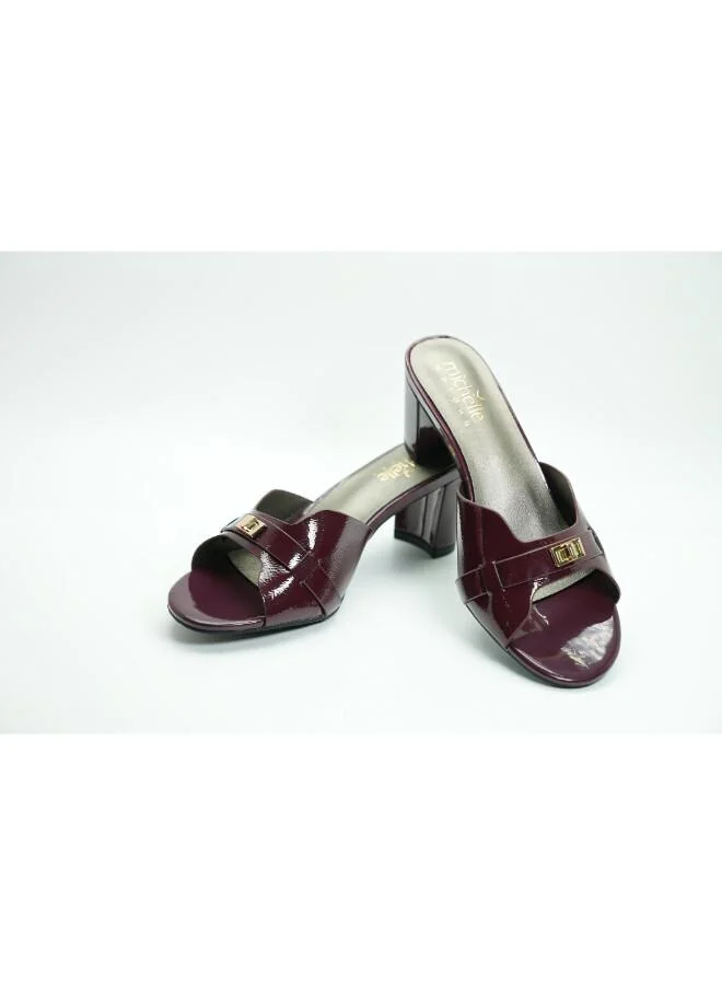 ميشيل مورجان 092-3051 Michelle Morgan Women's Patent Block Heel Slide RJL19-41B Bordo
