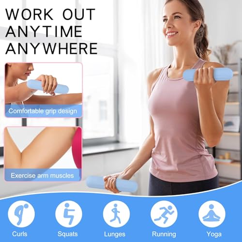 TOSAMC Dumbbell Hand Weight Bars for Women,3lbs Dumbbells Set of 2 for Walking,Workout,Pilates,Strength Training, Gym,Running,Yoga, Dance, Aerobics, Cardio Color Blue - Image 2