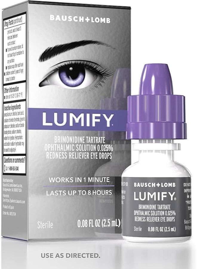 Bausch + Lomb Lumify Redness Reliever Eye Drops - Clinically Proven Redness Relief, 0.08 fl oz (2.5 mL) - Image 2