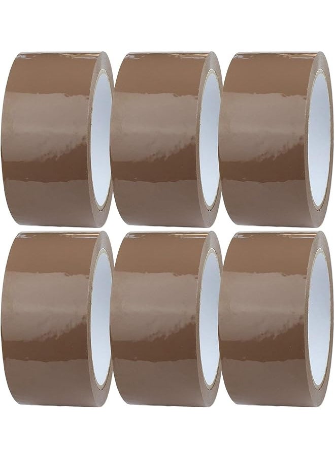 PROMASS 6 Rolls Brown Packaging Tape Rolls 48mm x 50 Yards | Packaging Tape for Packing Parcels, Boxes, Postage, Moving House | Adhesive Parcel & Brown Packing Tape | Moving Out Essentials - Value Pack  - Image 1