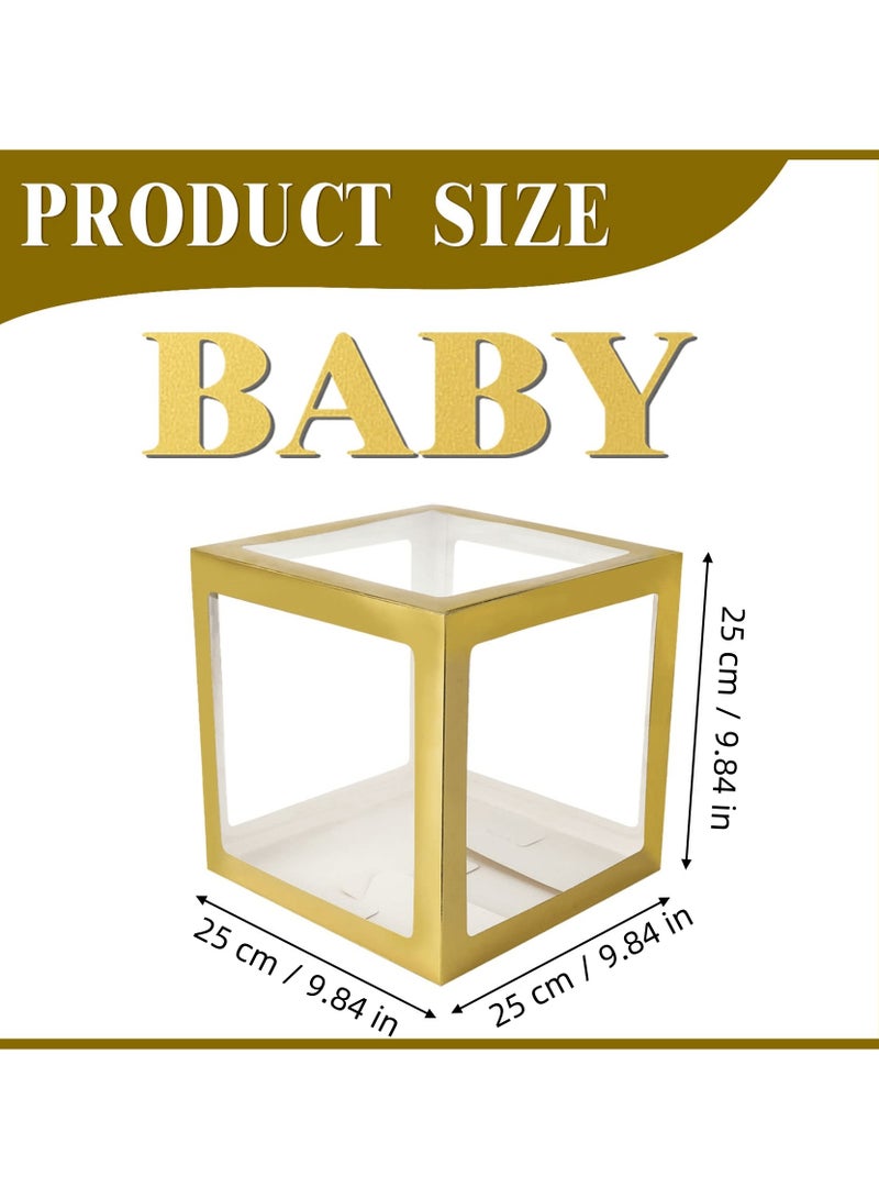 Birthday Party Decoration Balloon Boxes, 4 Transparent Balloon for Balloon Boxes with Letter Baby,Baby Boxes for Baby Shower Decorations Bridal Shower Decorations Decor(Gold)  - Image 3