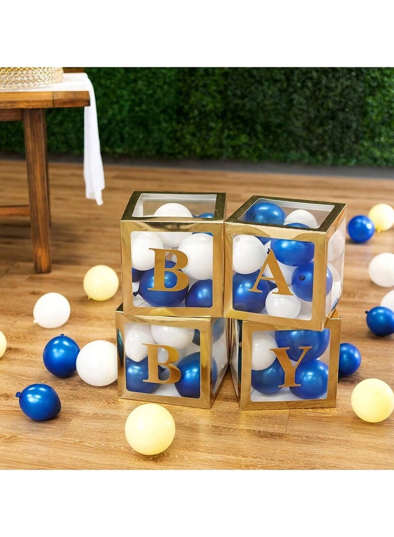 Birthday Party Decoration Balloon Boxes, 4 Transparent Balloon for Balloon Boxes with Letter Baby,Baby Boxes for Baby Shower Decorations Bridal Shower Decorations Decor(Gold)  - Image 4