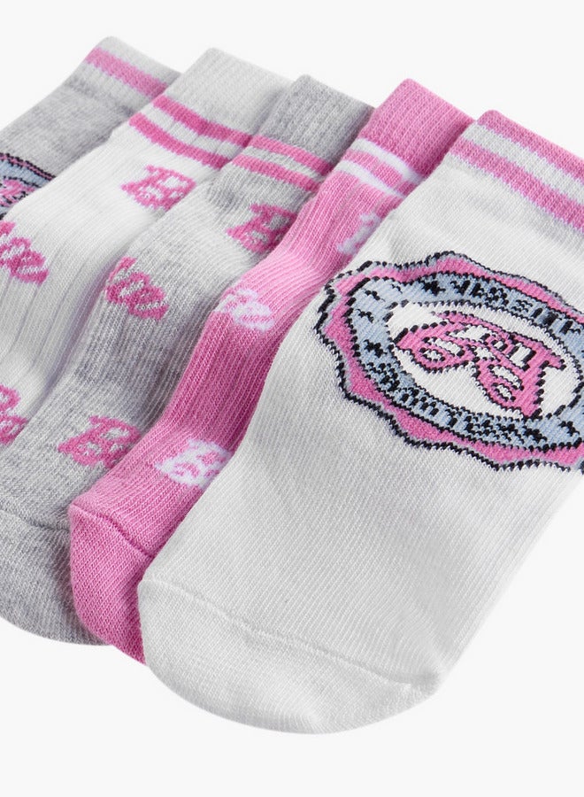 باربي جوارب بطول الكاحل مطبوعة غير تيري - مجموعة من  قطع - Image 4