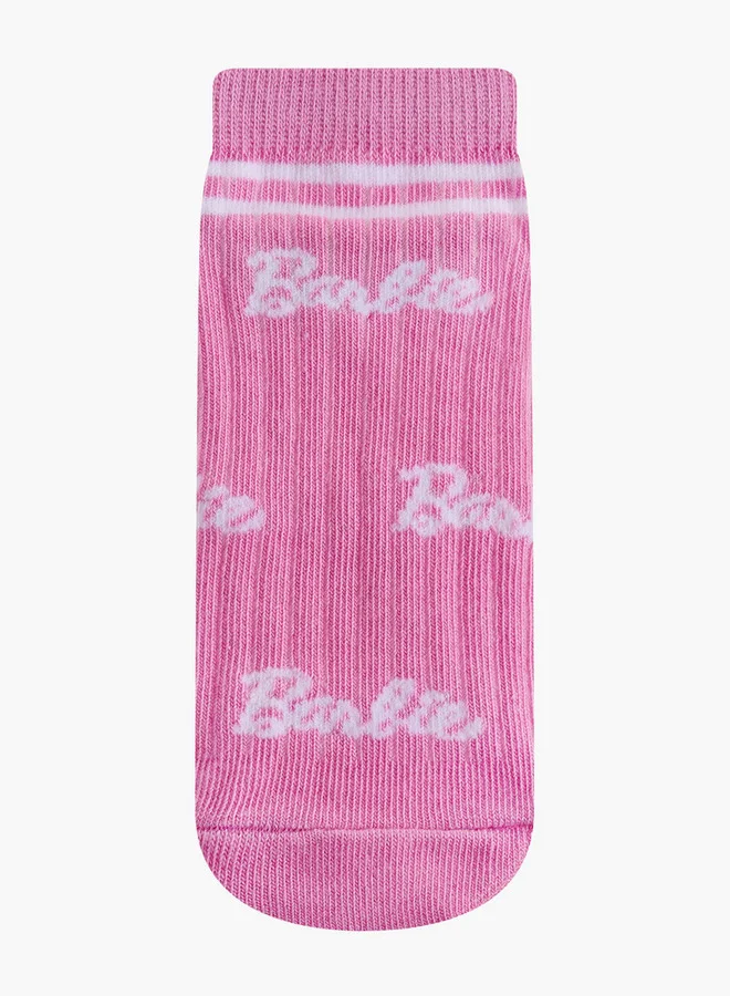 Barbie Printed Non Terry Ankle Length Socks - Set of 5