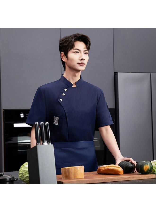 NIBEMINENT Chef Clothes Short-sleeved Summer Catering Kitchen Work Clothes Men and Women Chef Work Clothes - Image 1