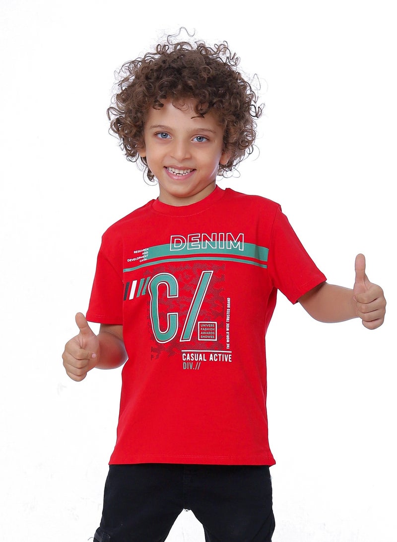 بيبو تيشيرت اولادى مطبوع نص كم - Image 1