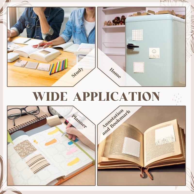 Saypacck 9 Pcs Aesthetic Sticky Notes Cute Pastel Self Stick Notepads Easy to Post Desk Supplies for Home Office Decor School Accessories Women Birthday Coworker Gifts (Brown) - Image 5