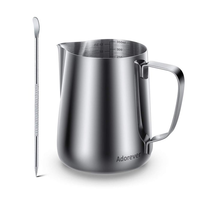 MILK FROTHING PITCHER THICKER VERSION 350ML 12OZ STEAMING PITCHERS STAINLESS STEEL MILK COFFEE CAPPUCCINO LATTE ART BARISTA STEAM PITCHERS MILK JUG CUP WITH DECORATING PEN